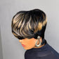 PurpleSexy Pixie Cut Wigs for Black Women Human Hair 1b/30/613 blonde Color Short Layered Pixie Cut Wig With Bangs for Women Daily Use Hair Glueless Full Machine Made Wig(1b/30/613)