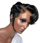 YIAHNGDA Short Lace Front Wigs for Black Women Human Hair Pixie Cut Wig Pre Plucked T Part Lace Wig Bob Wig with Baby Hair 1B Color