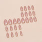 24 Pcs Nude Press on Nails Medium Almond Fake Nails with Glue Artificial Acrylic Nails Press ons with Golden Glitter Leaf Design Full Cover Reusable Stick on Nail for Women Girls Daily Wear