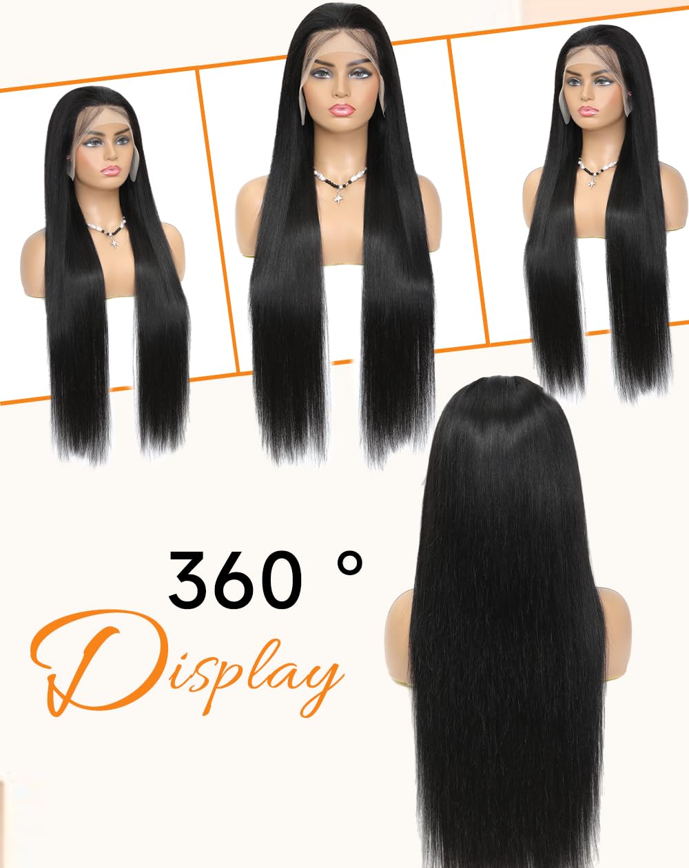 Ruibor 13x6 Lace Front Wigs Human Hair Pre Plucked Straight Wigs Human Hair 200 Density Glueless HD Lace Frontal Wigs No Tangle Tiny Knots Black Wig Soft Heat-Resistant Invisilbe Hairline 20 Inch