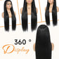 Ruibor 13x6 Lace Front Wigs Human Hair Pre Plucked Straight Wigs Human Hair 200 Density Glueless HD Lace Frontal Wigs No Tangle Tiny Knots Black Wig Soft Heat-Resistant Invisilbe Hairline 22 Inch