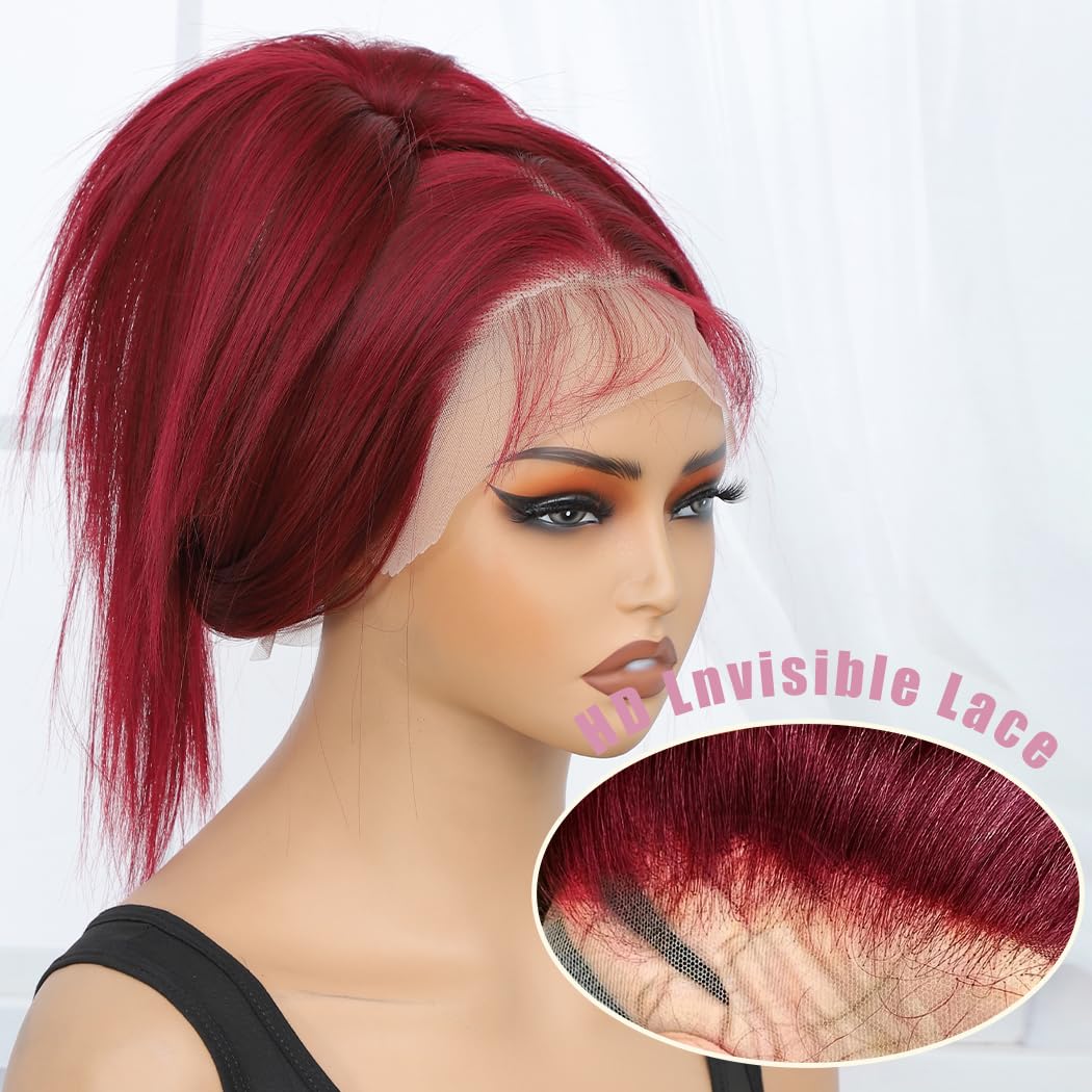 Koreyo Lace Front Wig Pre Plucked 13x4 HD Glueless Honey Blonde Lace Front Wig for Women Natural Looking Synthetic Heat Resistant Fiber Lace Wig (26 Inch) (Wine Red)