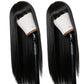 TIMANZO Long Straight Remy Hair Wigs Natural Black Heat Resistant Fiber Hair Full Machine Wig with Bangs Cosplay Party Wig For Fashion Women(24 Inches Natural Black Hair)