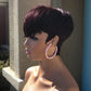 QiaQiaRing Chic Elegent Pixie Cut Wigs for Black Women Black 99J Color for Daily Use Short Layered Pixie Cut Human Hair Wigs With Bangs Brazilian Virgin Straight Human Hair Full Machine Made