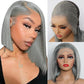 CYSDRH Grey Bob Wig Human Hair Full 13x6 HD Lace Front Wigs 180% Density Short Bob Wigs for Black Women Pre Plucked Pre Cut 12A Unprocessed Brazilian Virgin Human Hair Wigs - 12 Inch Grey Bob Wig