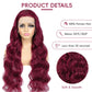 Burgundy Lace Front Wigs Human Hair Pre Plucked 200% Density Burgundy Wig Human Hair Body Wave 99j Human Hair Lace Front Wigs Burgundy Frontal Wig 13x4 Glueless Wigs Human Hair 32 Inch