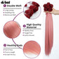 DÉBUT Ombre Red to Pink Synthetic Silky Straight 6 Bundles with Lace Front Closure 26 28 30 Inches Long Straight Hair Bundles Weave with Hand-Tied Middle Parting Lace Closure Ombre Pink