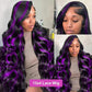 SISIFIRE Purple Highlight Lace Front Wig Pre-plucked Hairline Synthetic Heat Resistant Fiber Lace Front Wigs for Women Glueless 13X4 Inch Long Loose Curly Wavy Wigs
