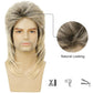 Swiking Mens Mullet Wig Blonde and Dark Foot Retro 70s 80s Disco Rocker Curly Punk Fancy Party Halloween Cosplay Costume Full Wigs (Black and Blonde)