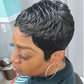 Short Pixie Cut Wigs for Black Women Short Natural Black Curly Wig With Bangs Synthetic Hair Pixie Wig for Women Pixie Cut Wigs Layered Hair Wig (Natural Black)