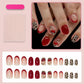Short Press on Nails Oval Fake Nails with Cherry Leopard Print Design Glossy Red Acrylic Gel False Nails Kits Red French Tip Nails Spring Summer Reusable Artificial Stick on Nails for Women 24PCS