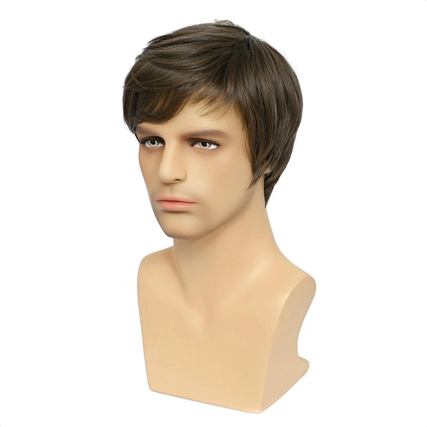 Mens Short Brown Wigs for Men Synthetic Realistic Natural Hair Male Cosplay Party Halloween Wigs