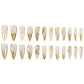 RTKHFZE Long Stiletto Press on Nails Light Taupe Color, 3D Gold Coat Full Cover Claw Nails for Women and Girls