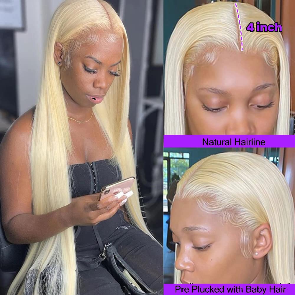 ANDRIA Blonde13x4 HD Lace Front Wigs Blonde Long Straight Pre-plucked Glueless lace Wig Synthetic Blonde Wigs for Women Heat Resistant Fiber Gold Colorful Wig With Baby Hair For Black Women 26 Inches