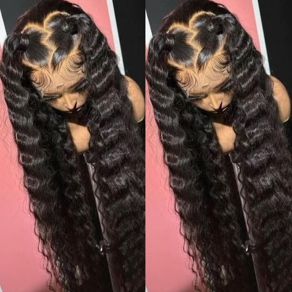 SISIFIRE Wigs for Black Women 13x6 Water Wave Lace Front Wigs Synthetic HD Lace Front Wig Natural Hairline Pre Plucked Glueless Wet and Wavy Lace Front Curly Wigs