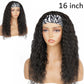 Curly Headband Wig, Beginner Friendly Wear and Go Glueless Wig with Headband Attached, Heat-resistant Soft Synthetic Hair As Human Hair, Water Wave Half Wigs for Black Women (Natural Black, 18 Inch)