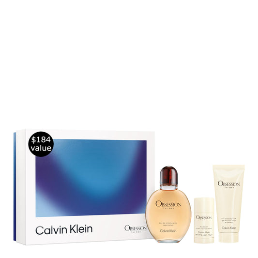 Calvin Klein Obsession 3-Piece Gift Set - Eau de Toilette 4.2 fl oz, Shower Gel 3.3 fl oz, Deodorant 2.5 oz - Men's Fragrance – With Notes of Bergamot, Mandarin, Lavender & Musk