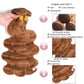 Brown Human Hair Bundle Color 30 Brown Body Wave Human Hair Bundles Real Unprocessed Human Hair 3 Bundles For Women Light Brown Body Wave Bundles Wet and Wavy Weave Bundles 8 10 12 inch