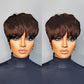 QiaQiaRing Chic Elegent 10A Pixie Cut Wigs for Black Women 4# Brown Color for Daily Use Short Layered Pixie Cut Human Hair Wigs With Bangs Brazilian Virgin Straight Human Hair (4#brown)
