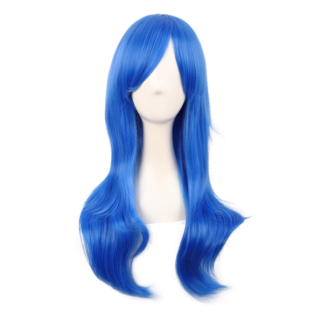 MapofBeauty 28 Inch Long Curly Hair Costume Cosplay Wig, Bright Blue