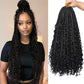 COOKOO 18 Inch Goddess Box Braids Crochet Hair 8 Pack Bohemian Hippie Box Braids Crochet Hair with Curly Ends Synthetic Crochet Braiding Hair for Black Women 1B#