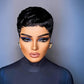 QiaQiaRing Pixie Cut Wig Human Hair for Black Women Glueless Short Layered Pixie Cut Wigs With Bangs Summer Hairstyle Natural 1b Color (1b color)