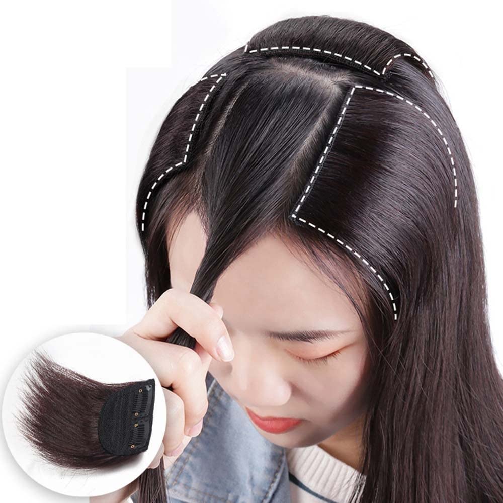 Fluffy Hairpiece 1PC Front Side Bangs Fake Fringe Hair With Hairpin Extension Wig Fashion Thickening Fluffys Wig Hair Accessories(natural black)