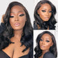 FASCARA 13x4 Body Wave Wigs Human Hair Lace Front Wigs Human Hair Pre Plucked 180% Density HD Transparent Lace Frontal Wigs for Women Glueless Wigs with Baby Hair 16Inch