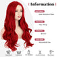 Sabosi Red Wig for Women Long Wavy Wigs Middle Part Wavy Wig Natural Looking Synthetic Heat Resistant Fiber Wig for Daily Party Use