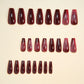 Medium Press on Nails Coffin Fake Nails with Designs Ballet Acrylic Nails Press on Glossy Rose Red Totem Gothic Style Gel False Nail Kits Reusable Stick on Nails for Women Manicure Decorations 24PCS