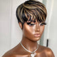 QiaQiaRing Pixie Cut Human Hair Wigs for Black Women Short Layered Pixie Haircut Wigs With Bangs Brazilian Virgin Straight Human Hair 1b/30 Color for Daily Use Glueless Full Machine Made (1b/30)