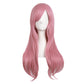 MapofBeauty 28 Inch Long Curly Hair Costume Cosplay Wig, Rouge Pink