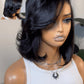 UNICE 12 inches Short Bob Wig human Hair with Blow Out Bangs 4X4 Lace Glueless Wigs Human Hair Pre Plucked Bleached Knots Pre Cut Lace Ready to Wear Wig