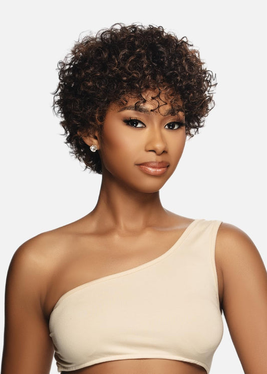 Vivica A. Fox Hair Collection BELINDA, Pure Comfort Cap, Natural Brazilian Remi Human Hair Wig (1 Jet Black)