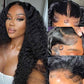 WPPIKK 13x6 Lace Front Wigs Human Hair Pre Plucked Wet and Wavy Human Hair Wigs for Black Women Deep Wave Wig 180 Density Curly Lace Frontal Wig (13x6 Lace Black Color, 28 Inch)