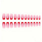 NHIXK 60Pcs Red French Tip Press on Nails & Press on Toenails Set, Square Press on Nails Medium Fake Nails Red French Press on Toenails Full Cover Stick on Press ons for Women