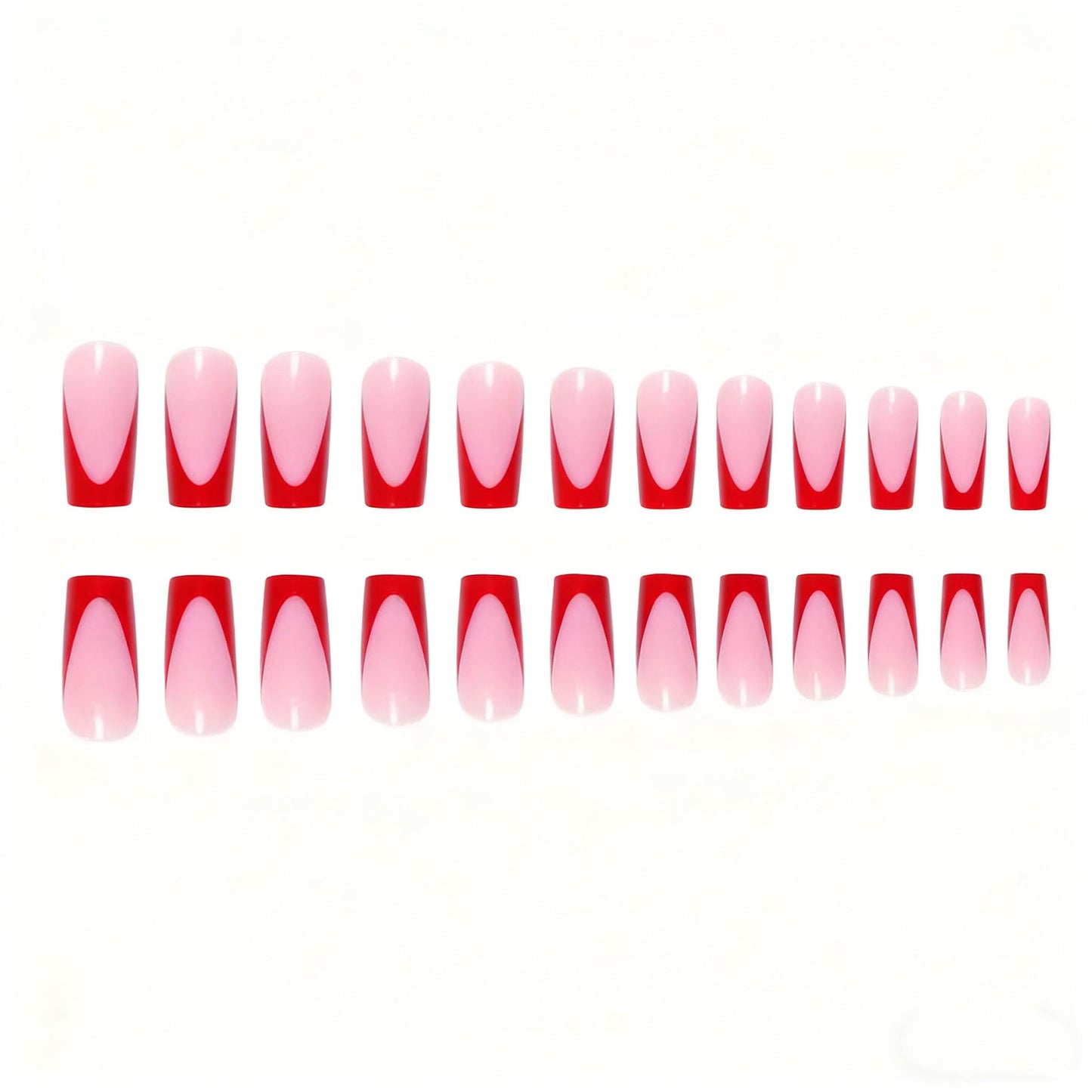 NHIXK 60Pcs Red French Tip Press on Nails & Press on Toenails Set, Square Press on Nails Medium Fake Nails Red French Press on Toenails Full Cover Stick on Press ons for Women
