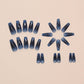 RTKHFZE Coffin Press on Nails Long Length,Ocean Blue Fake Nails with Stripes Design Ombre False Glue on Nails Winter Nails for Holiday/Christmas Gift for Women