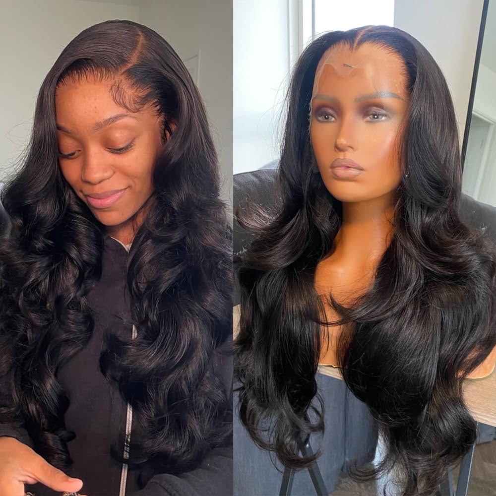 SISIFIRE Natural Lace Front Wigs for Women Loose Curly Wave Synthetic Lace Wigs with Baby Hair 13 * 4 Inch Deep Body Wave Lace Wig Preplucked Hairline Glueless Lace Front Wig