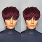 QiaQiaRing 10A Pixie Cut Wigs for Black Women Dark 99J Color Daily Use Color Short Layered Pixie Cut Human Hair Wigs With Bangs Brazilian Virgin Straight Human Hair(dark 99J)