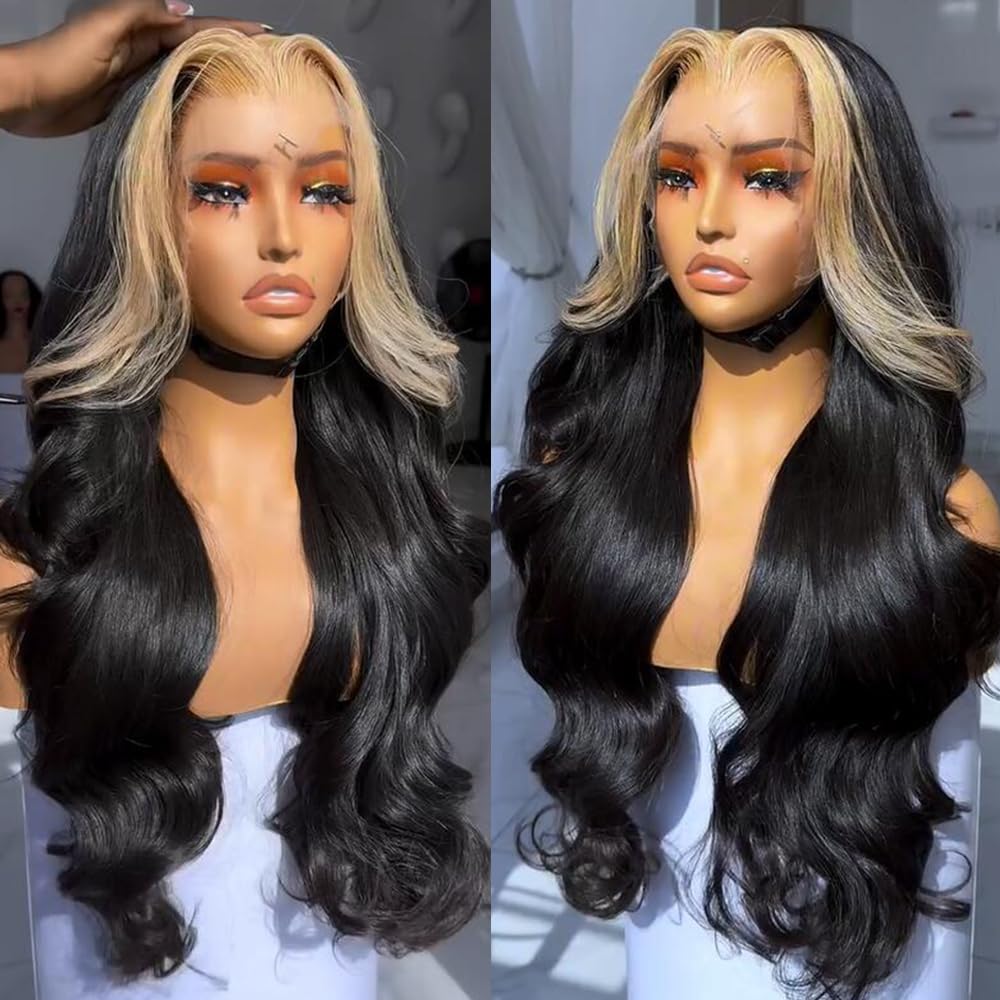 SISIFIRE Highlight Blonde Body Wave Lace Front Wigs for Women 13*4 Heat Resistant Fiber Loose Curly Wavy Wig with Baby Hair Synthetic Lace Wig for Daily Party Use