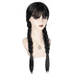 M MISS U HAIR Women Girls Long Black Braids Wig with Bangs Long Straight Pigtails Wig for Adult Costume Halloween Wig