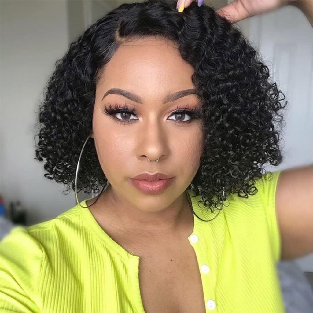 DreamPack Water Wave Human Hair 3 Bundles 101010+8 inch Wet and Wavy Bundles,with Closure Brazilian Virgin Hair 100% Unprocessed Human Hair Short Curly Weave with 4x4 Lace Closure Natural Color