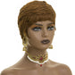 Short Wig for Black Women Dark Brown Pixie Cut Wig for Women Auburn Short Pixie Wigs With Bangs Synthetic Hair Pixie Wigs for Black Women Short Wigs (Dark Brown)