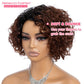 Rebecca Fashion Short Curly Human Hair Wigs for Black Women Cute Curly Bob Wig Side Part Brazilian Remy Non Lace Glueless Wigs Natural Looking Ombre Natural Color to Brown