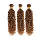 Biliisyff Ombre Brown and Blonde Deep Curly Weave Bundles Human Hair P4/27 Brown Honey Blonde Kinky Curly Bundles Double Weft Wet and Wavy Bundles Silky and Soft for Black Women 20 22 24 Inch