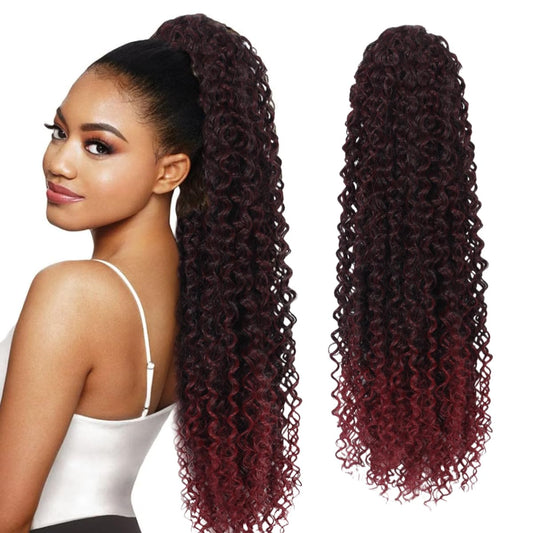 SuCoo Drawstring Ponytail Extension for Women Curly Ponytail Extension Synthetic Hair Natural Wavy Hair Pieces for Daily Use (MT1B/BUG,28inch, 160g)