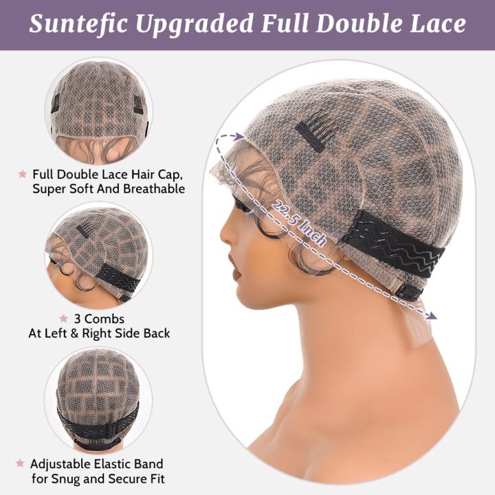 Suntefic Braided Wig Cap With Baby Hair Crochet Wig Cap For Crochet Braids Hair Glueless Double Full Hd Lace Wig Caps For Black Women (Black-123)