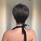 SAEIALL Short Pixie Cut Wig Human Hair for Black Women Black with Brown Layered Short Wig Brazilian Real Human Hair None Lace Frontal Glueless Wigs Easy to Wear Quick Get Up and Go Wigs