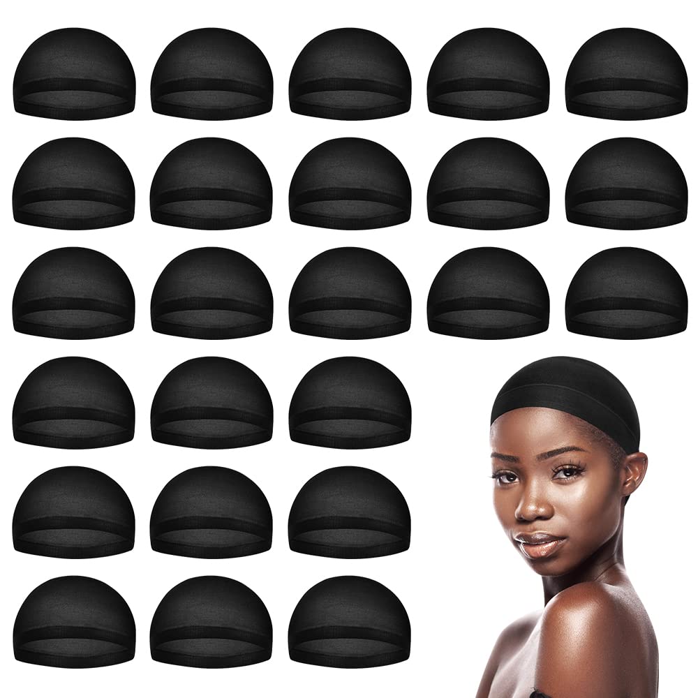 MYKURS Black Wig Caps for Women, Stocking Cap for Wigs, Hair Cap for Wigs, 24 PCS